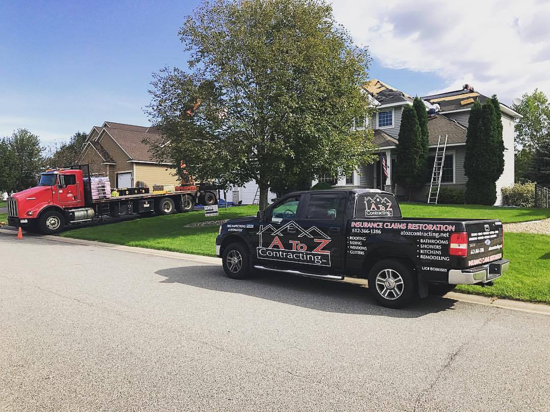 A to Z Construction work truck and equipment on site
