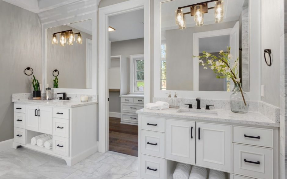 Beautiful,Bathroom,In,New,Luxury,Home,With,Two,Vanities,,Sinks, How Much Does a Bathroom Renovation Cost?